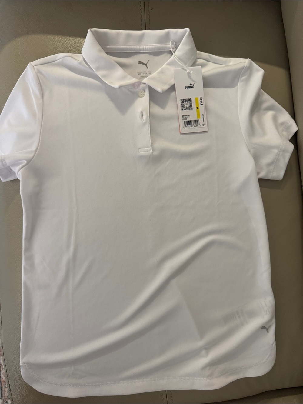 Puma White Kids Polo Shirt with Subtle Logo